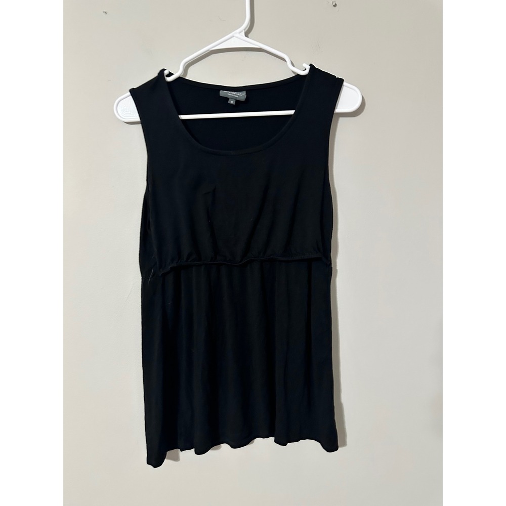 Milk Nursingwear Black Sleeveless Gathered‎ Maternity Top Size S Rayon Spandex